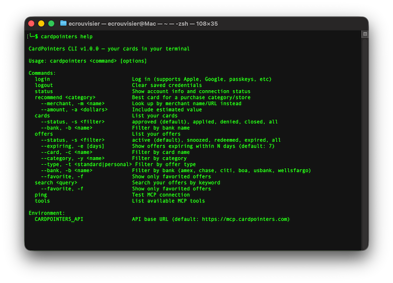 CardPointers AI CLI Screenshot