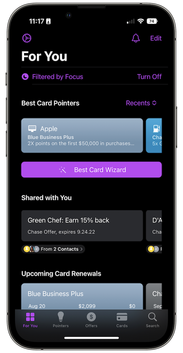 CardPointers iOS 16 Screenshot 2