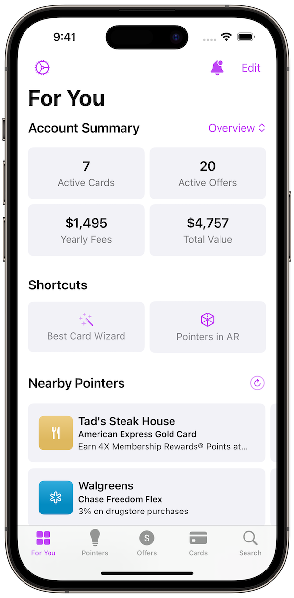 CardPointers iOS 17 Screenshot 1