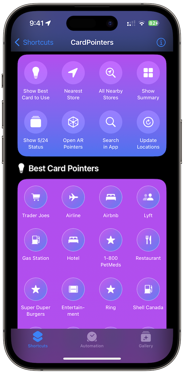 CardPointers iOS 17 Screenshot