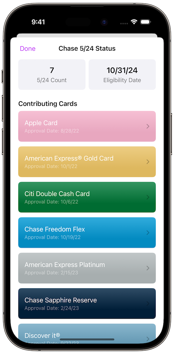 CardPointers iOS 17 Screenshot