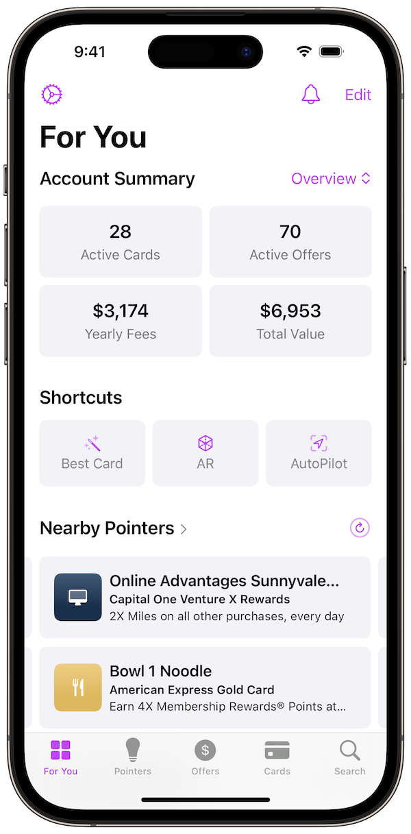CardPointers iOS 18 Screenshot 1