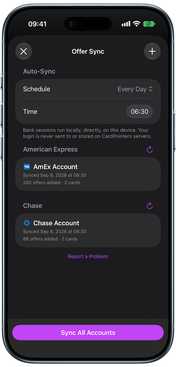 CardPointers iOS 27 Screenshot