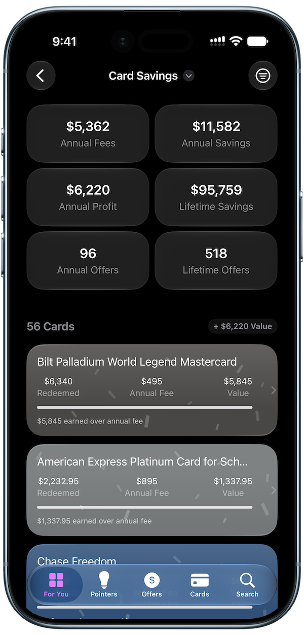 CardPointers card savings screenshot 2
