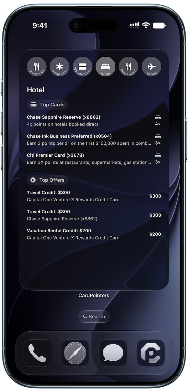 CardPointers widgets screenshot 1